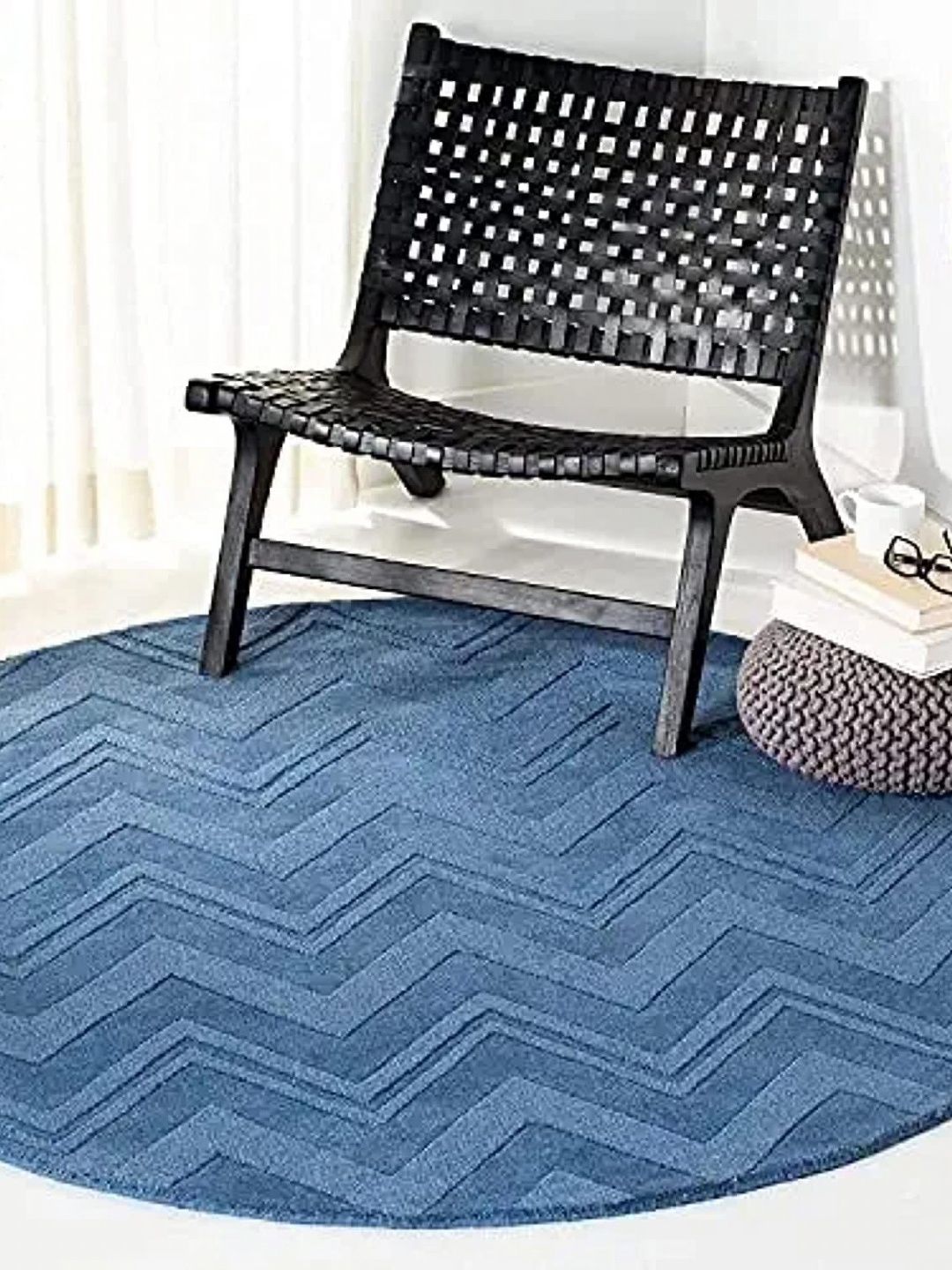 

Safiya Carpet Blue Geometric Woollen Carpet