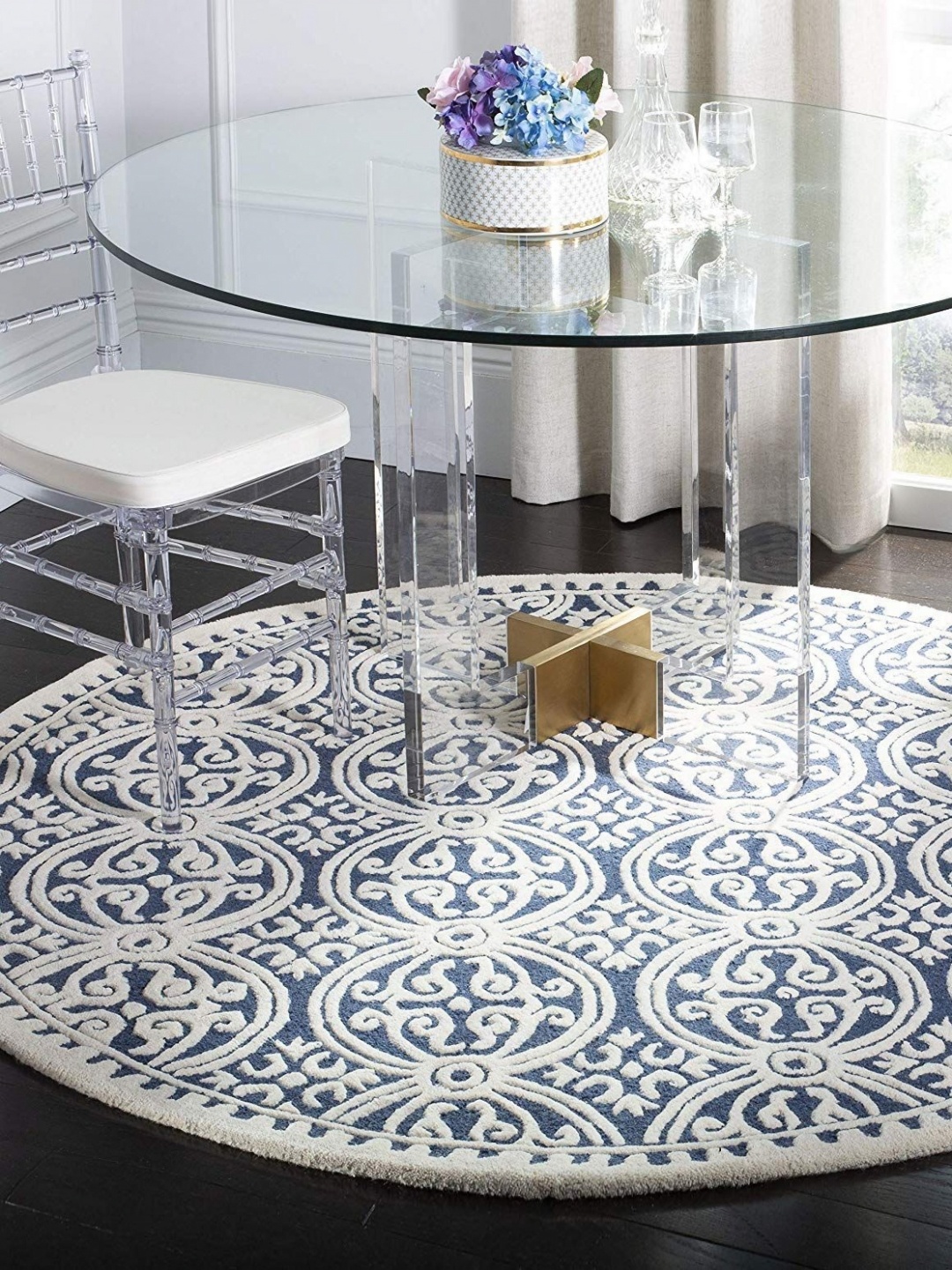 

Safiya Carpet Blue & White Ethnic Motifs Woollen Carpets