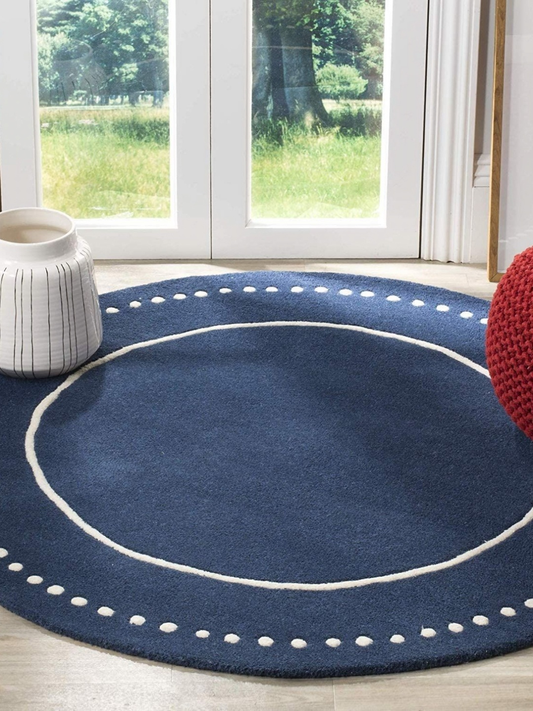 

Safiya Carpet Navy Blue Geometric Woollen Carpets