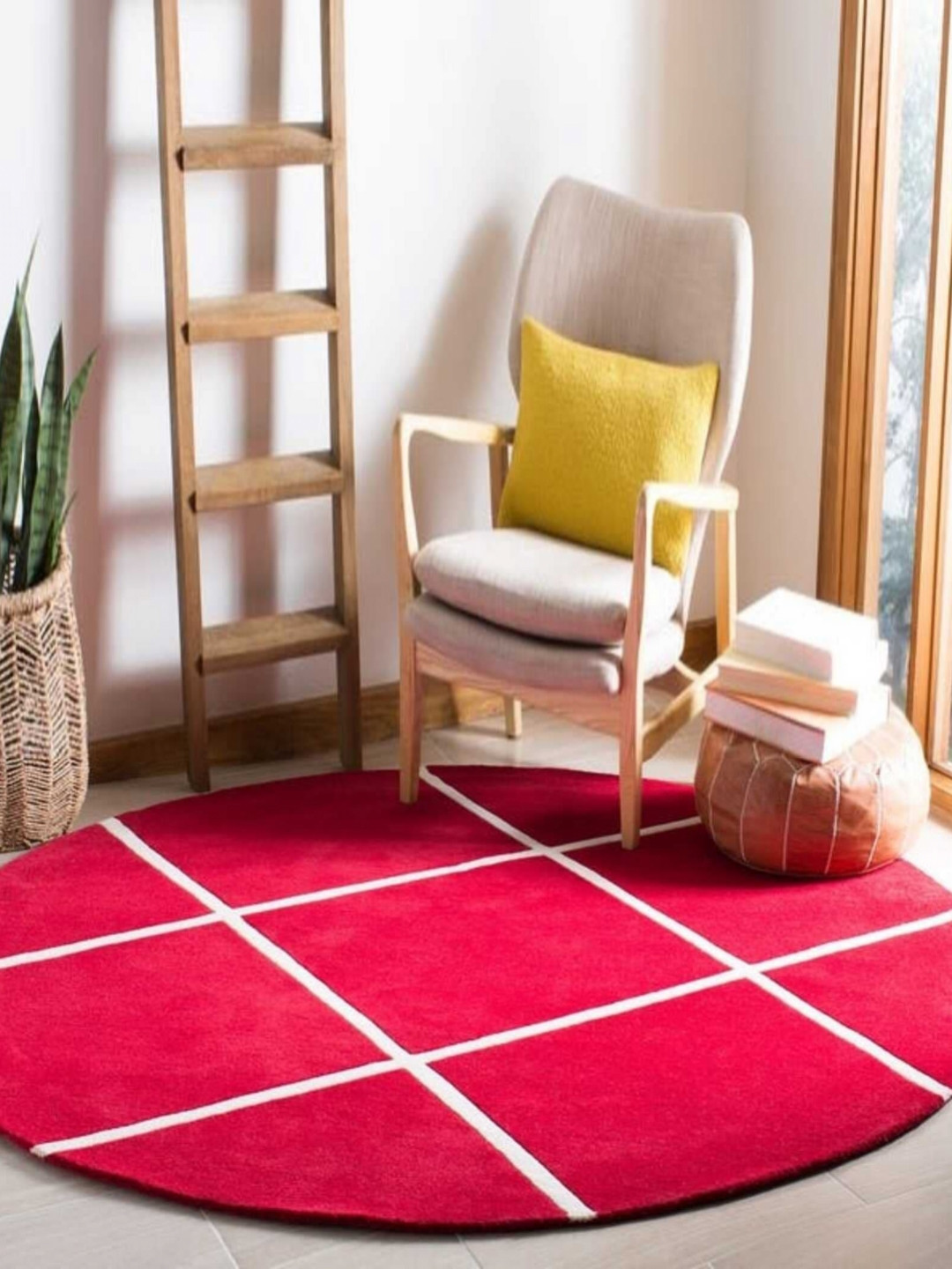 

Safiya Carpet Red & White Geometric Woollen Carpets