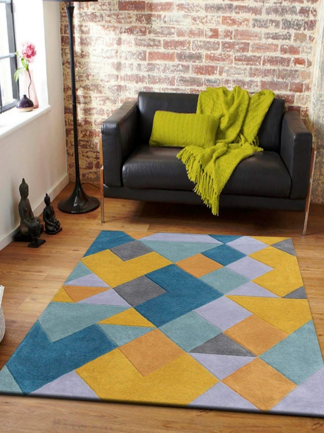 

Safiya Carpet Blue & Yellow Geometric Hand-Tufted Woollen Carpets