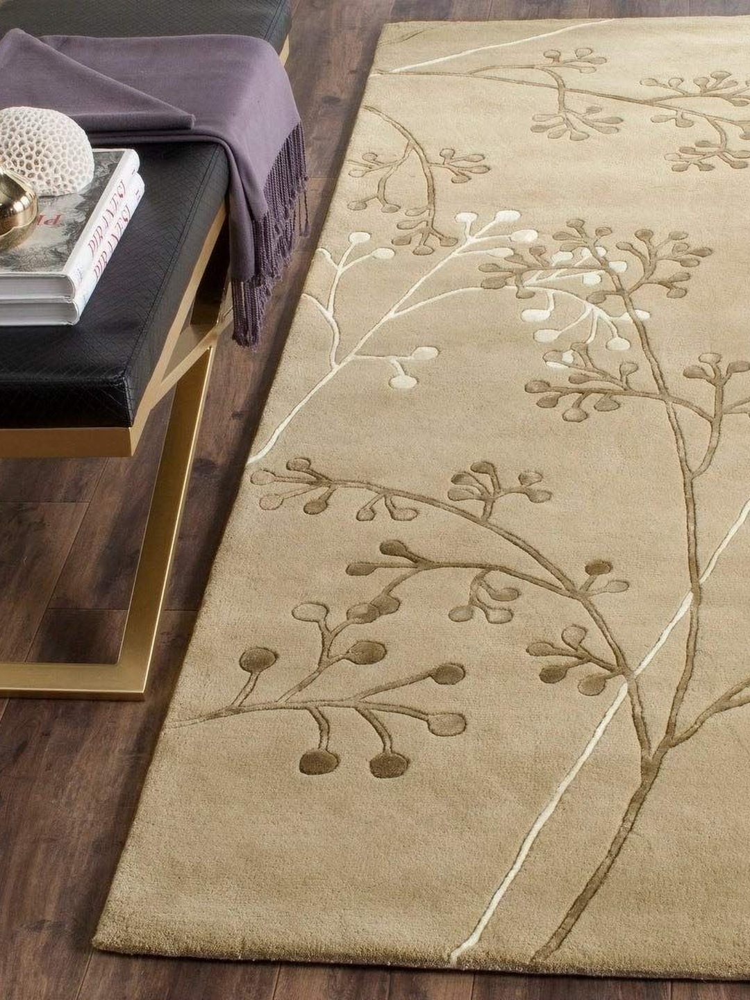 

Safiya Carpet Beige Floral Hand-Tufted Woollen Carpets