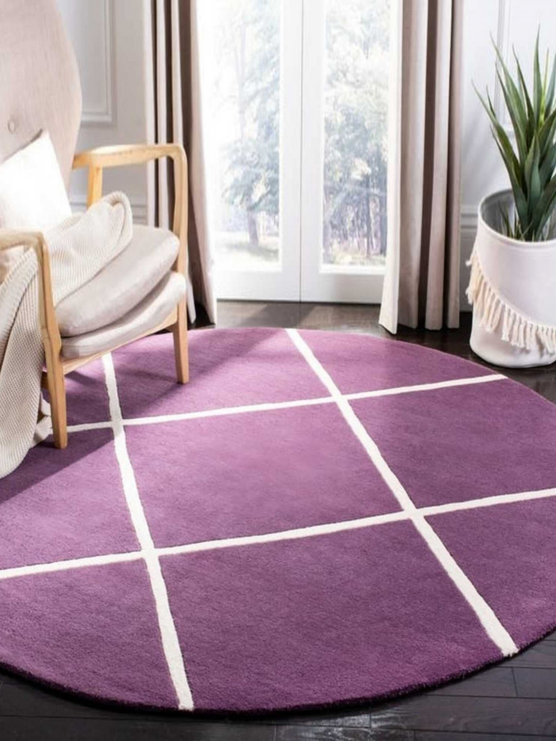 

Safiya Carpet Purple & White Geometric Hand-Tufted Woollen Carpets