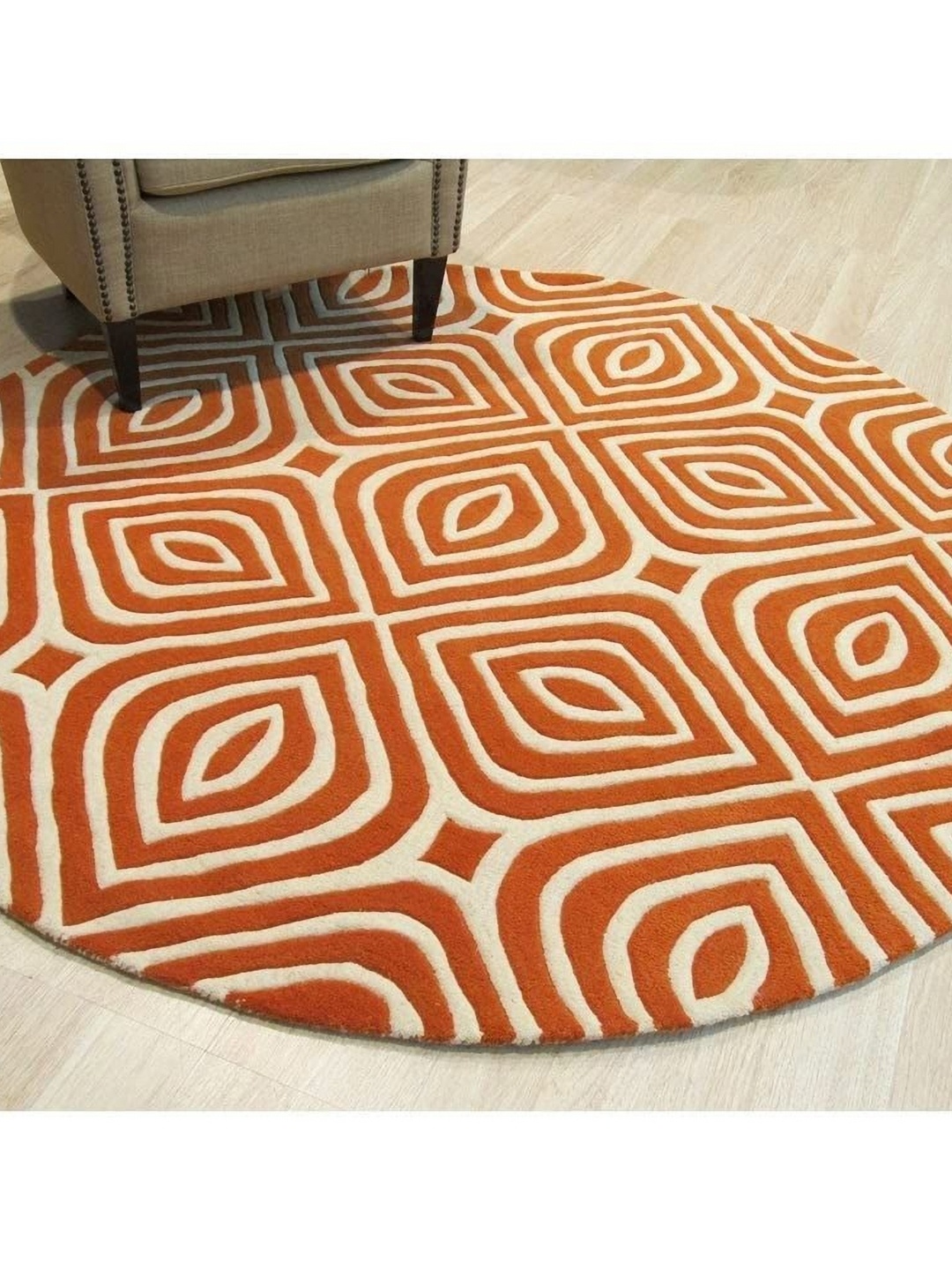 

Safiya Carpet Rust Brown & White Geometric Hand-Tufted Woollen Carpets