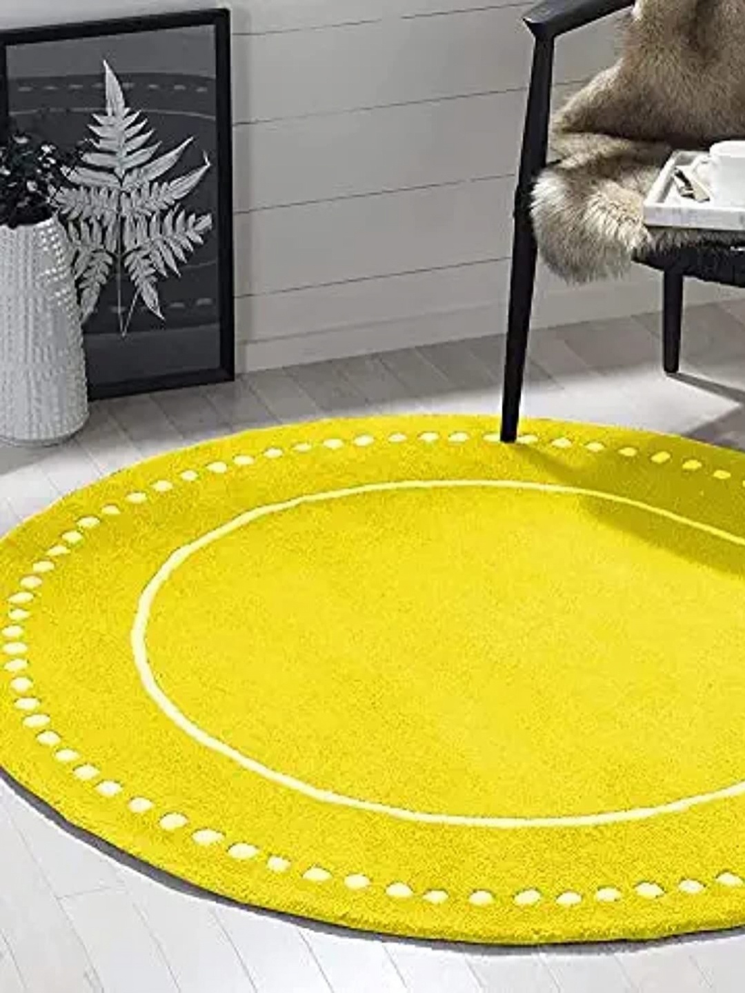 

Safiya Carpet Yellow & White Geometric Hand-Tufted Woollen Carpets