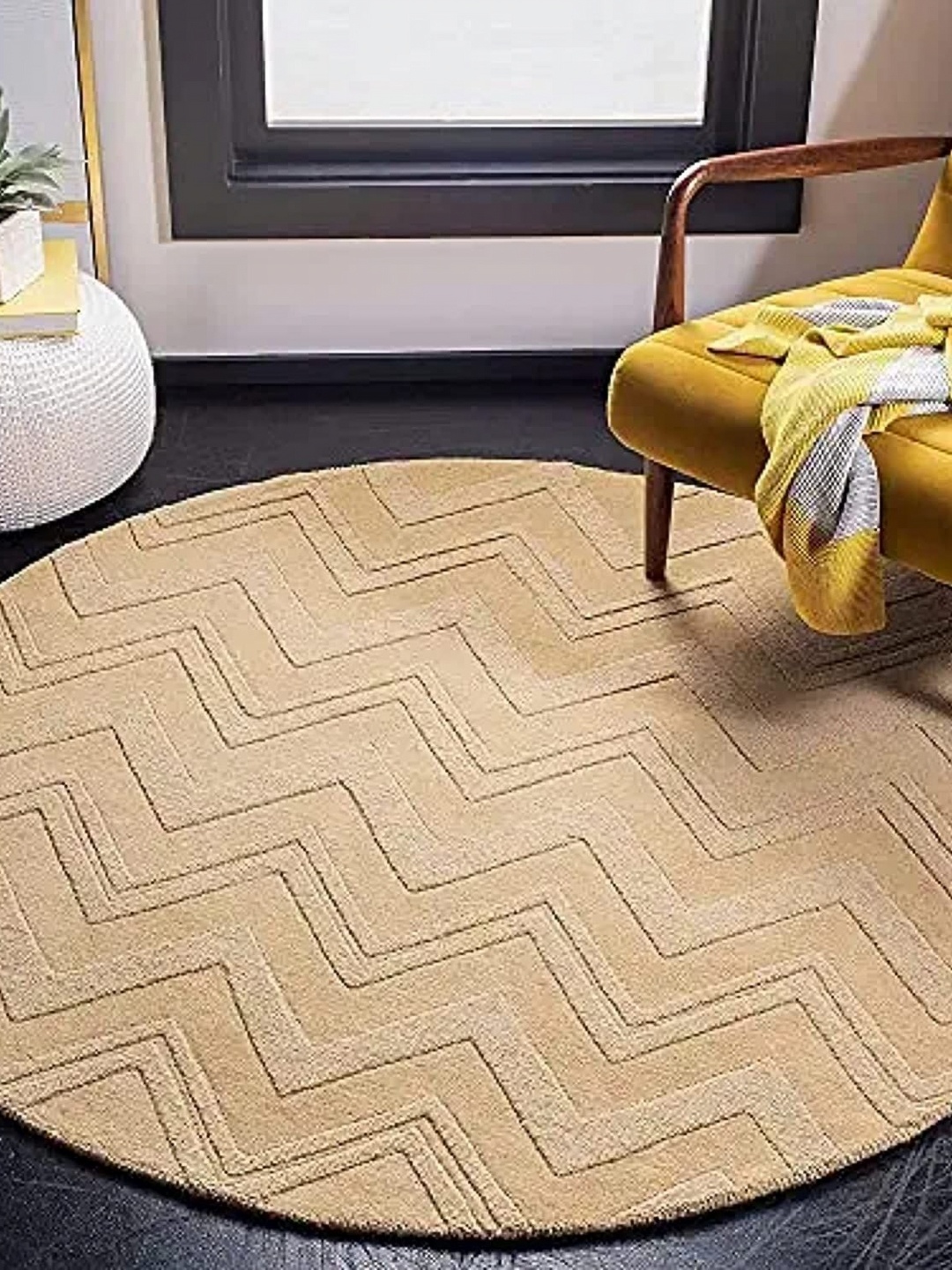

Safiya Carpet Beige Geometric Hand-Tufted Woollen Carpets