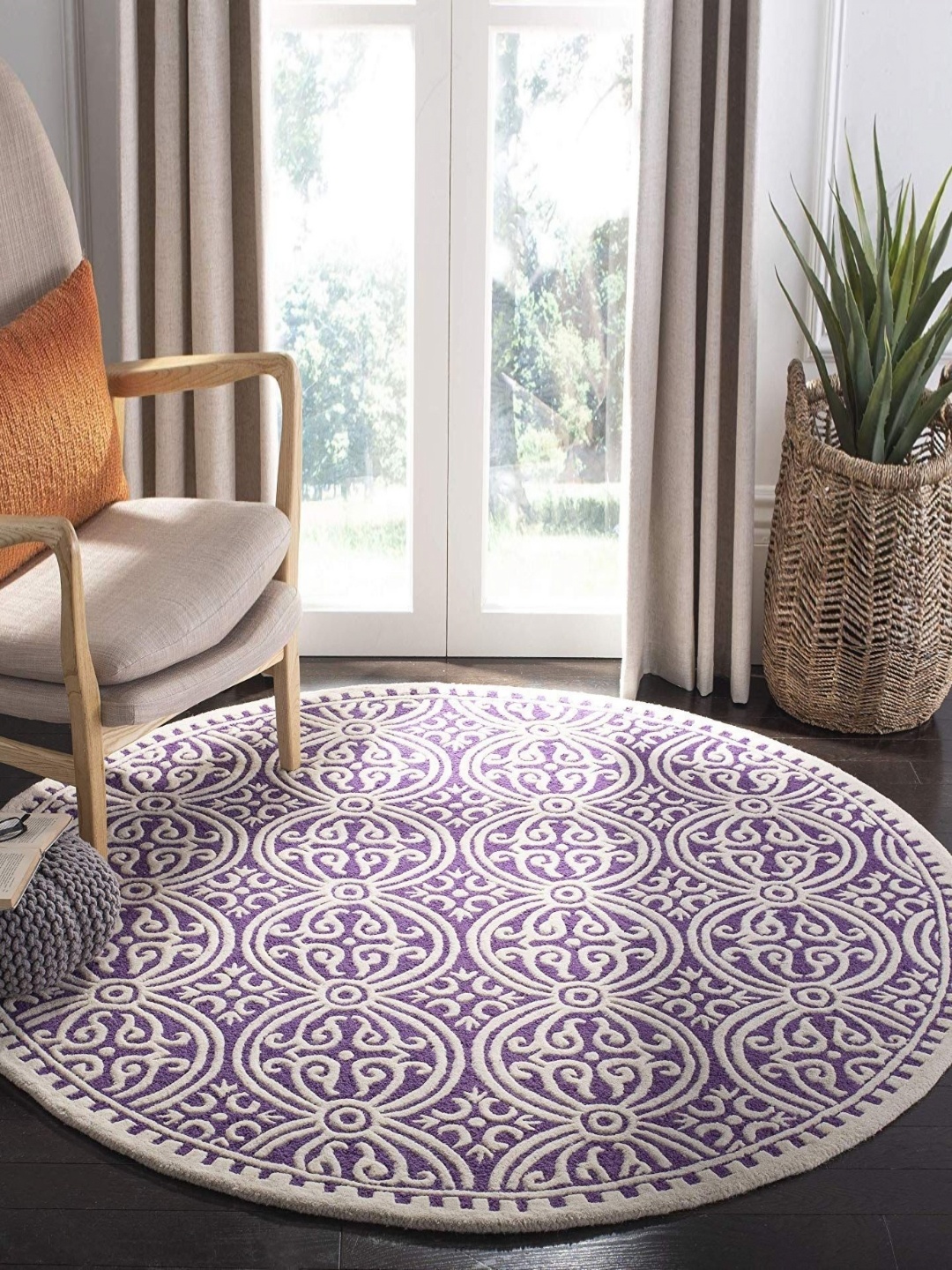 

Safiya Carpet Purple & White Ethnic Motifs Hand-Tufted Woollen Carpets