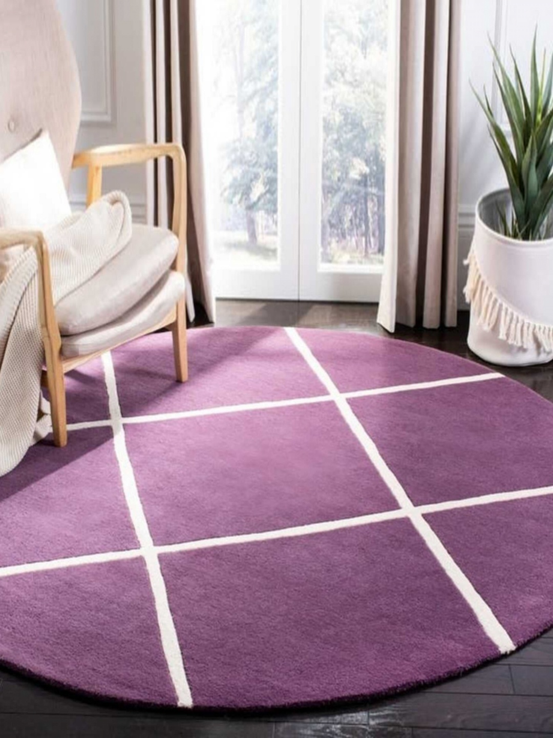 

Safiya Carpet Purple & White Geometric Hand Tufted Woollen Carpet