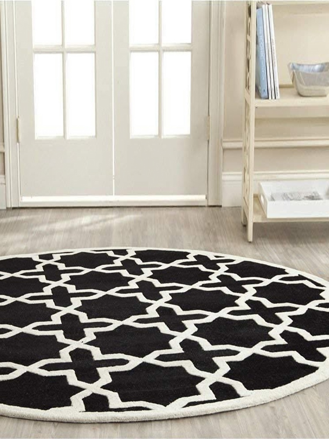 

Safiya Carpet Black & White Geometric Hand Tufted Woollen Carpet