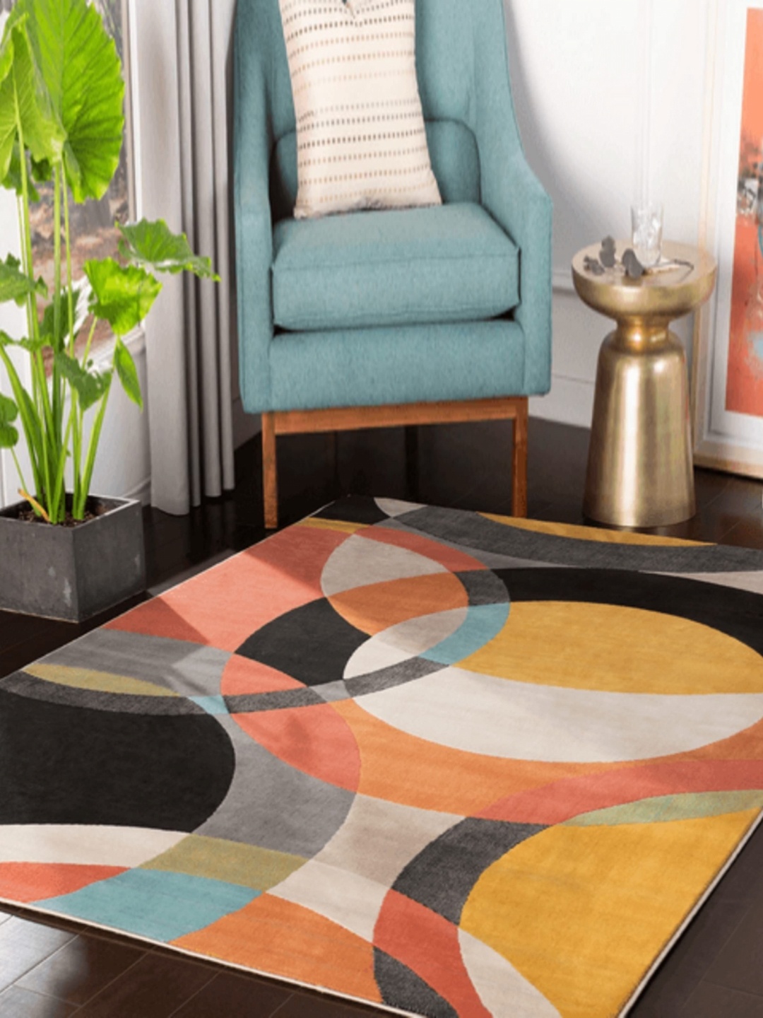 

Safiya Carpet Yellow & Black Geometric Printed Woollen Regular Carpet
