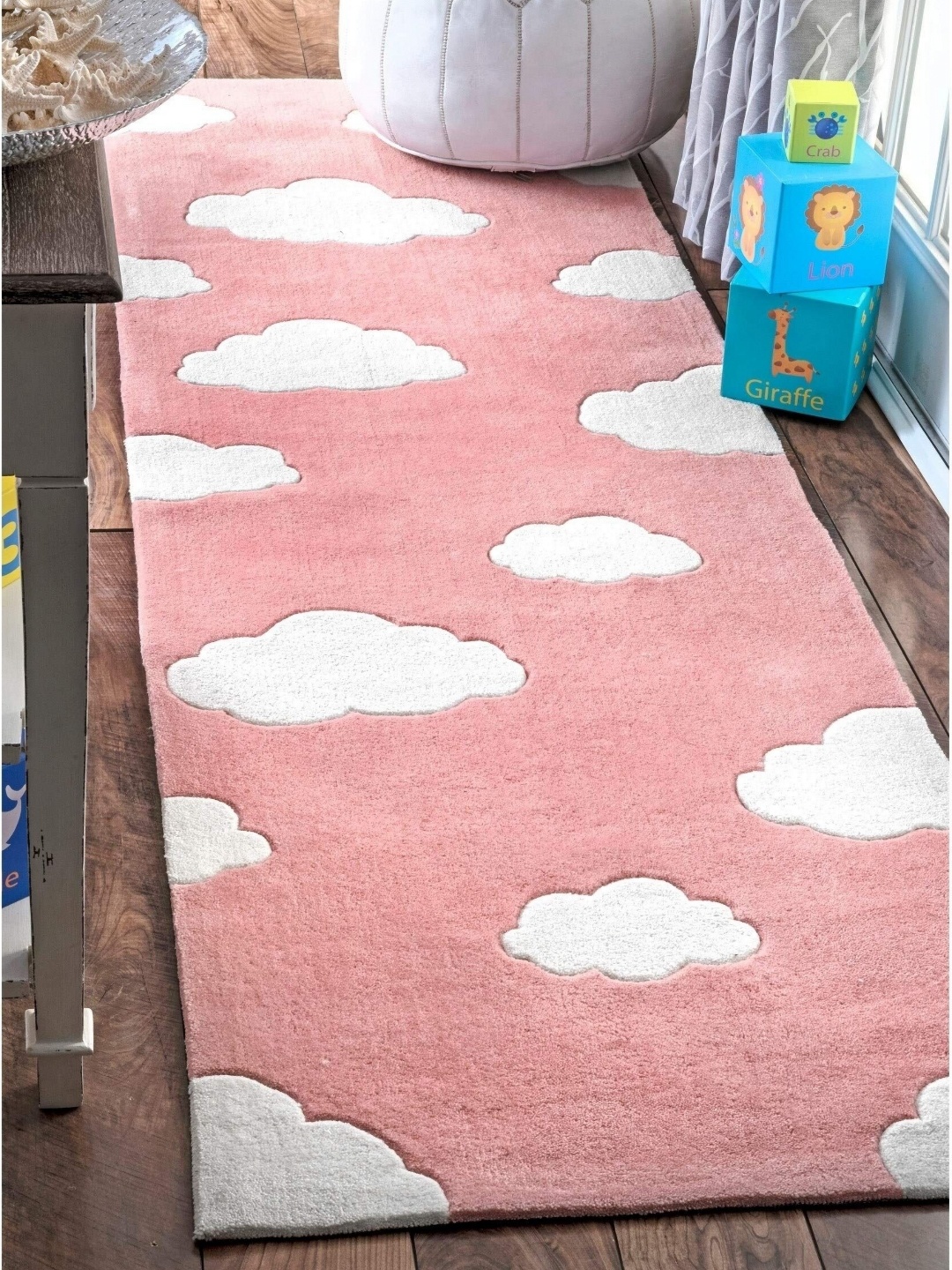 

Safiya Carpet Pink & White Geometric Woollen Carpet