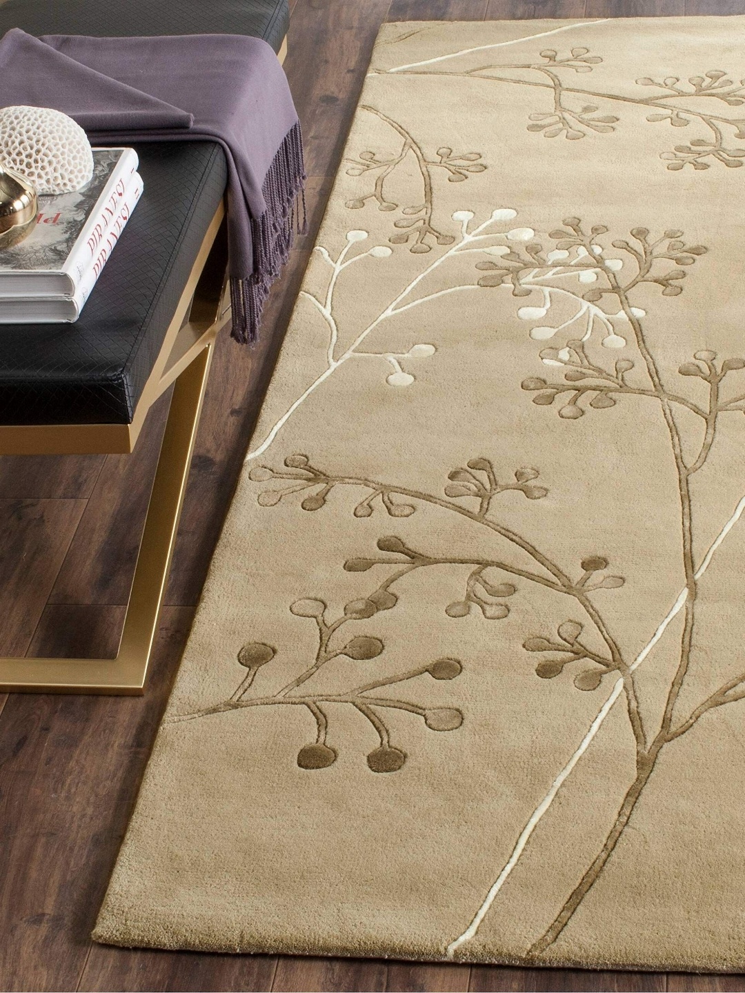 

Safiya Carpet Beige & White Floral Hand Tufted Woollen Carpet