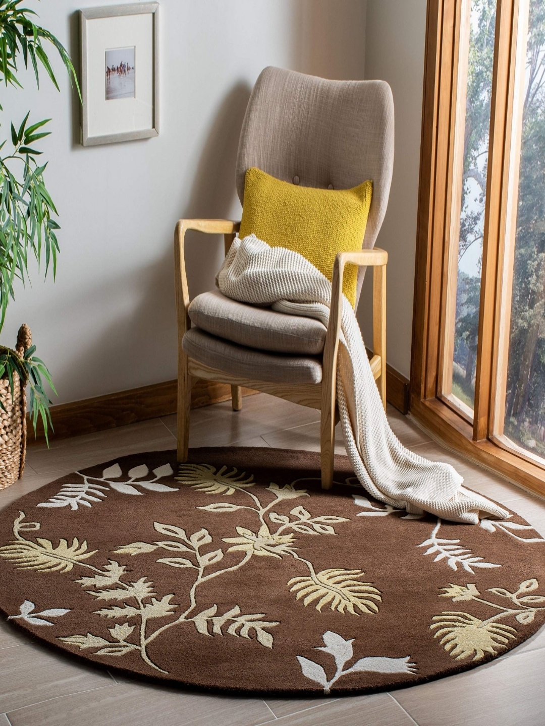 

Safiya Carpet Brown & White Floral Hand Tufted Woollen Carpet