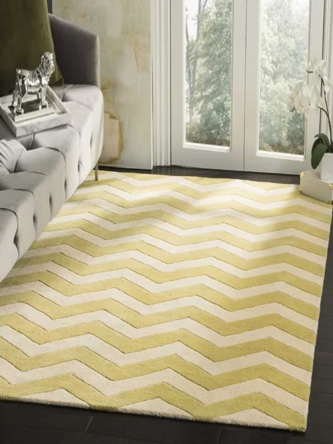 

Safiya Carpet Yellow & White Geometric Hand-Tufted Woollen Carpets