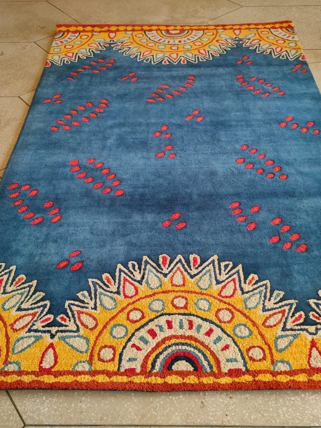 

Safiya Carpet Blue Ethnic Motifs Hand-Tufted Woollen Carpets
