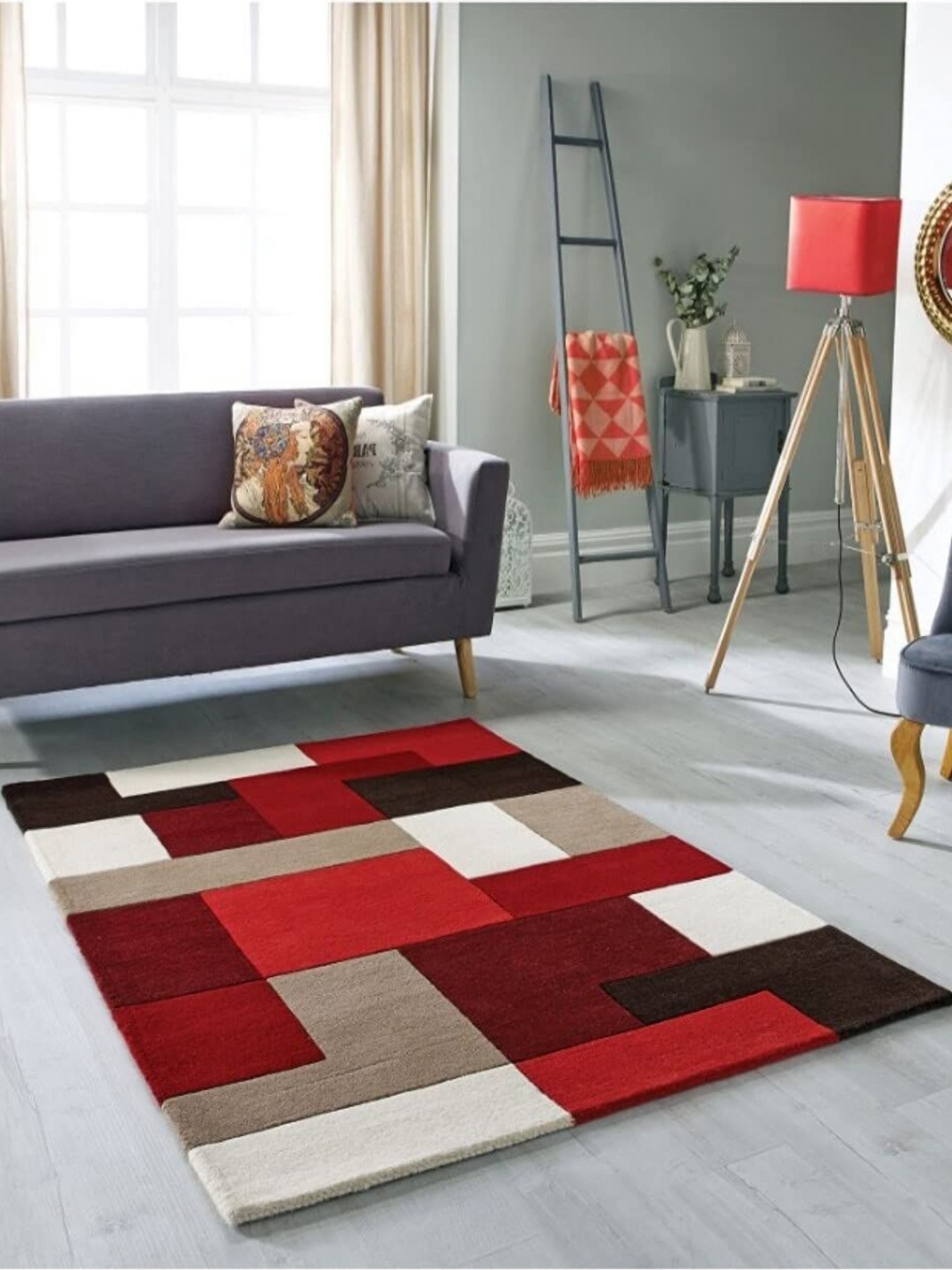 

Safiya Carpet Red & Black Geometric Printed Hand-Tufted Woollen Carpet