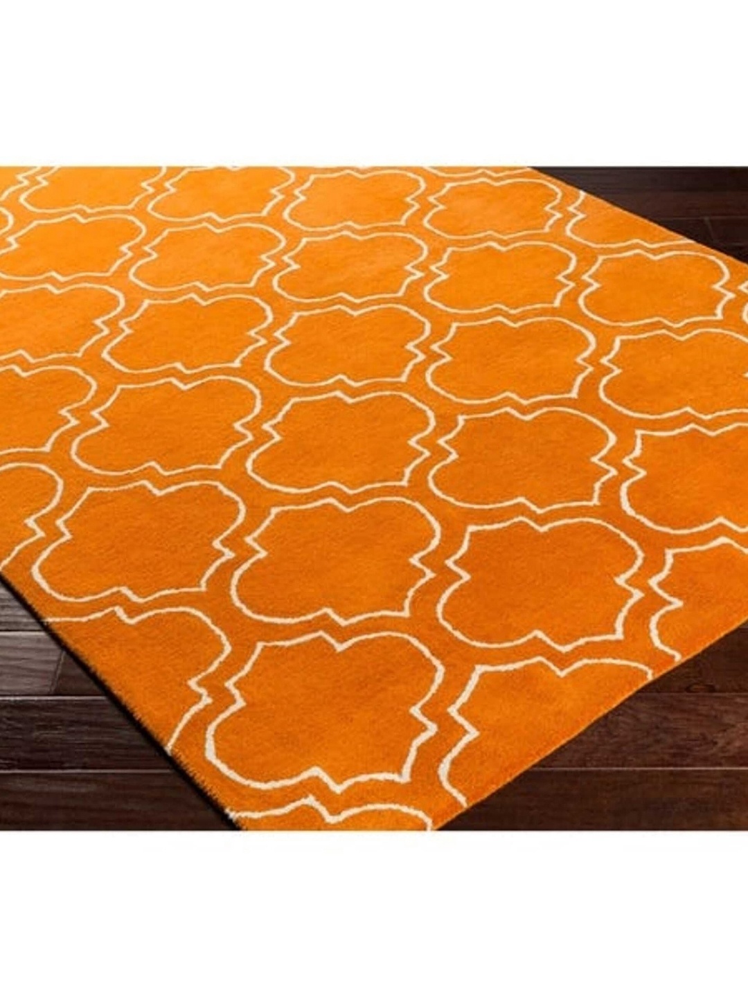 

Safiya Carpet Orange & White Geometric Printed Hand-Tufted Woollen Carpets