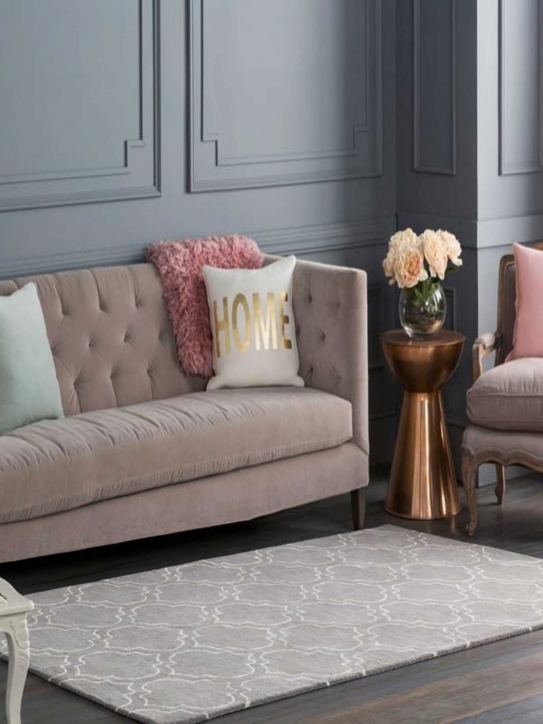 

Safiya Carpet Grey & White Geometric Printed Hand-Tufted Woollen Carpet