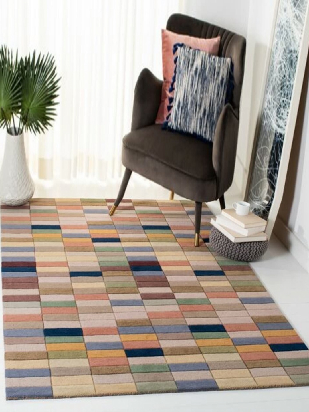 

Safiya Carpet Beige Geometric Hand-Tufted Woollen Carpets