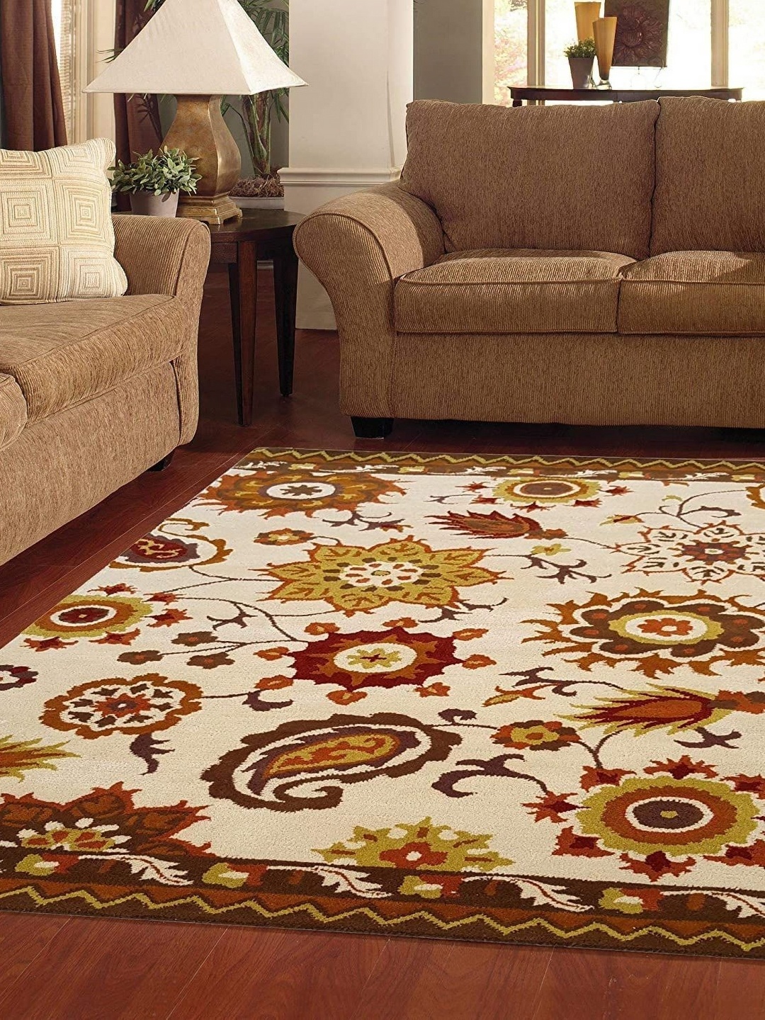 

Safiya Carpet Beige & Brown Floral Woollen Carpets