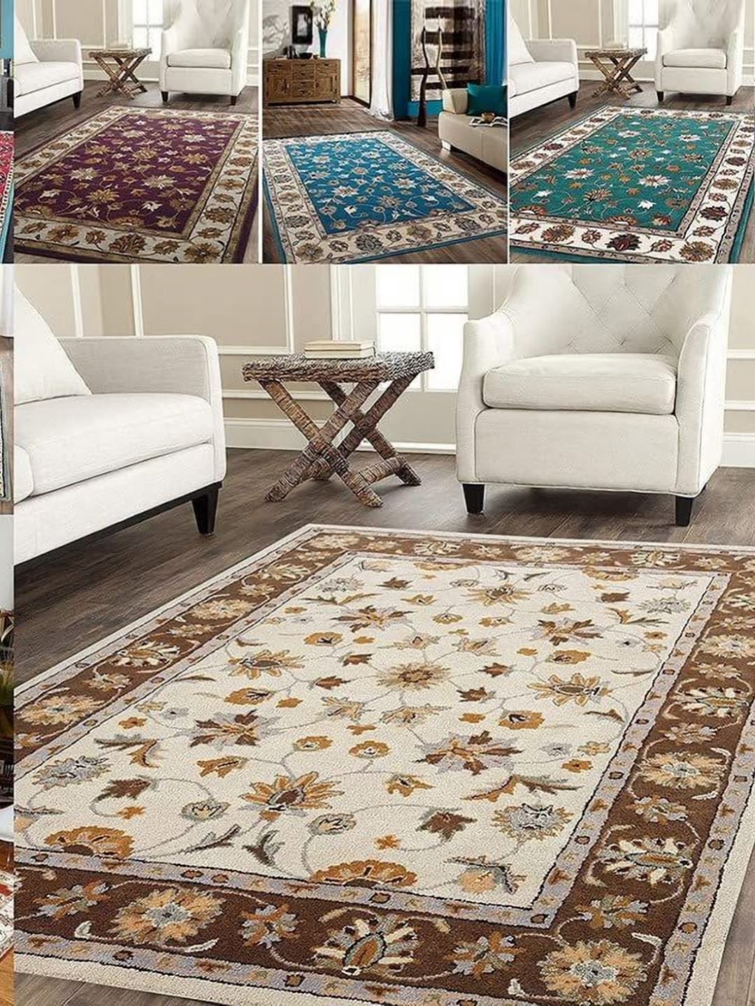 

Safiya Carpet Beige & Brown Ethnic Motifs Hand Tufted Woollen Carpets