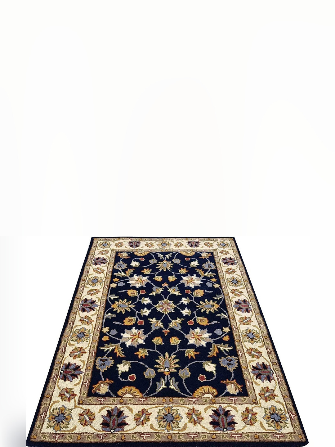 

Safiya Carpet Navy Blue & Beige Floral Hand Tufted Woollen Carpets