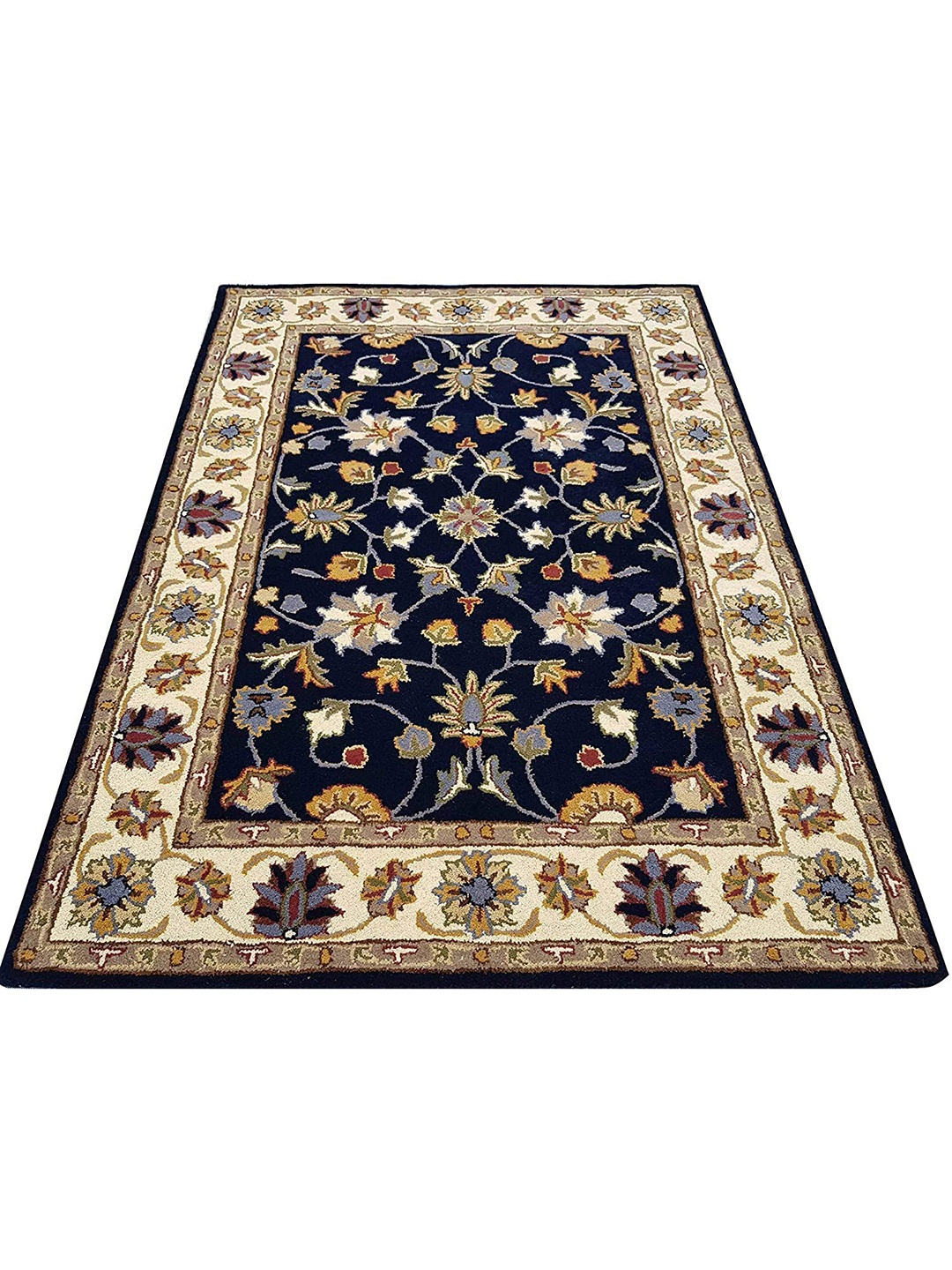 

Safiya Carpet Navy Blue Floral Hand-Tufted Woollen Carpets