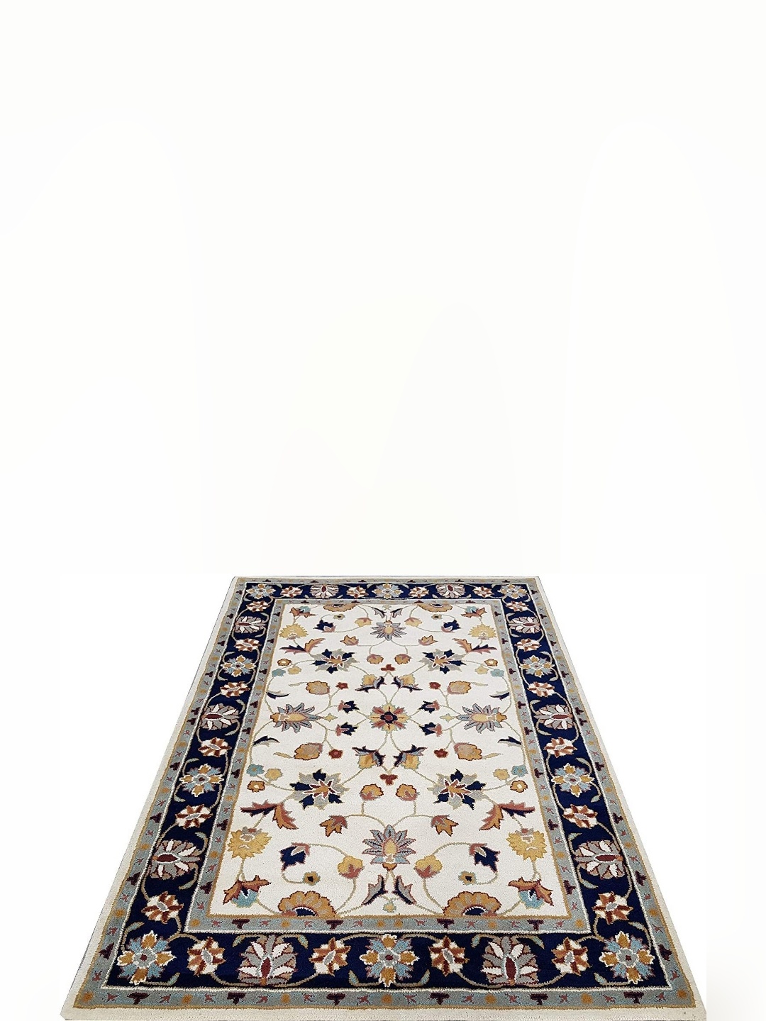 

Safiya Carpet White Ethnic Motifs Hand-Tufted Woollen Carpets