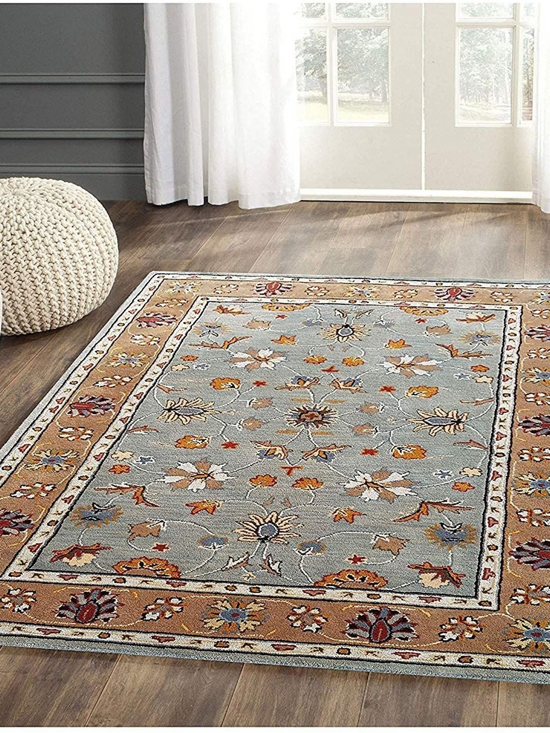 

Safiya Carpet Grey & White Floral Printed Hand-Tufted Rectangle Shaped Woollen Carpet