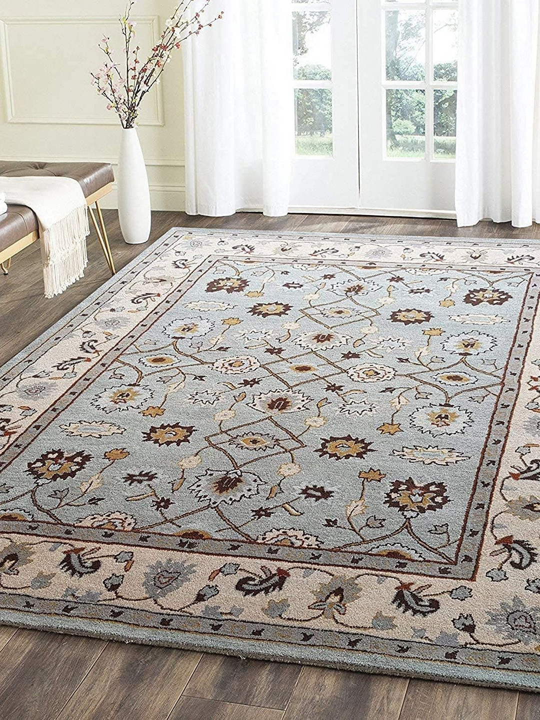 

Safiya Carpet Grey & Brown Ethnic Motifs Woollen Carpets