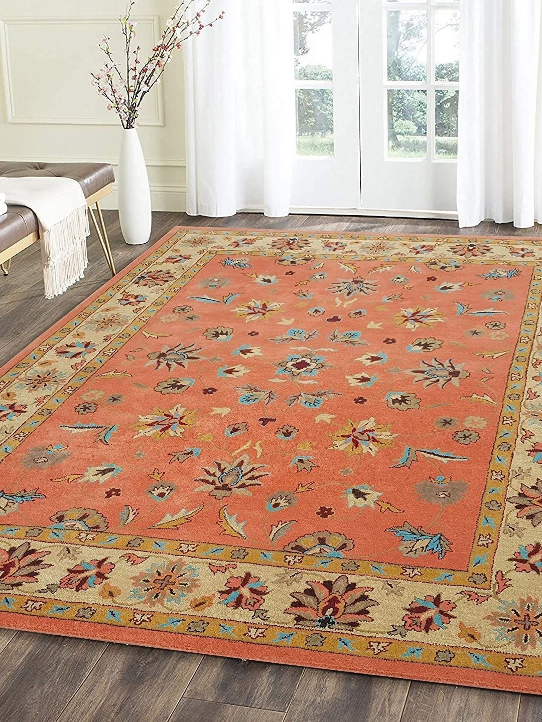 

Safiya Carpet Rust & Blue Floral Woollen Carpets