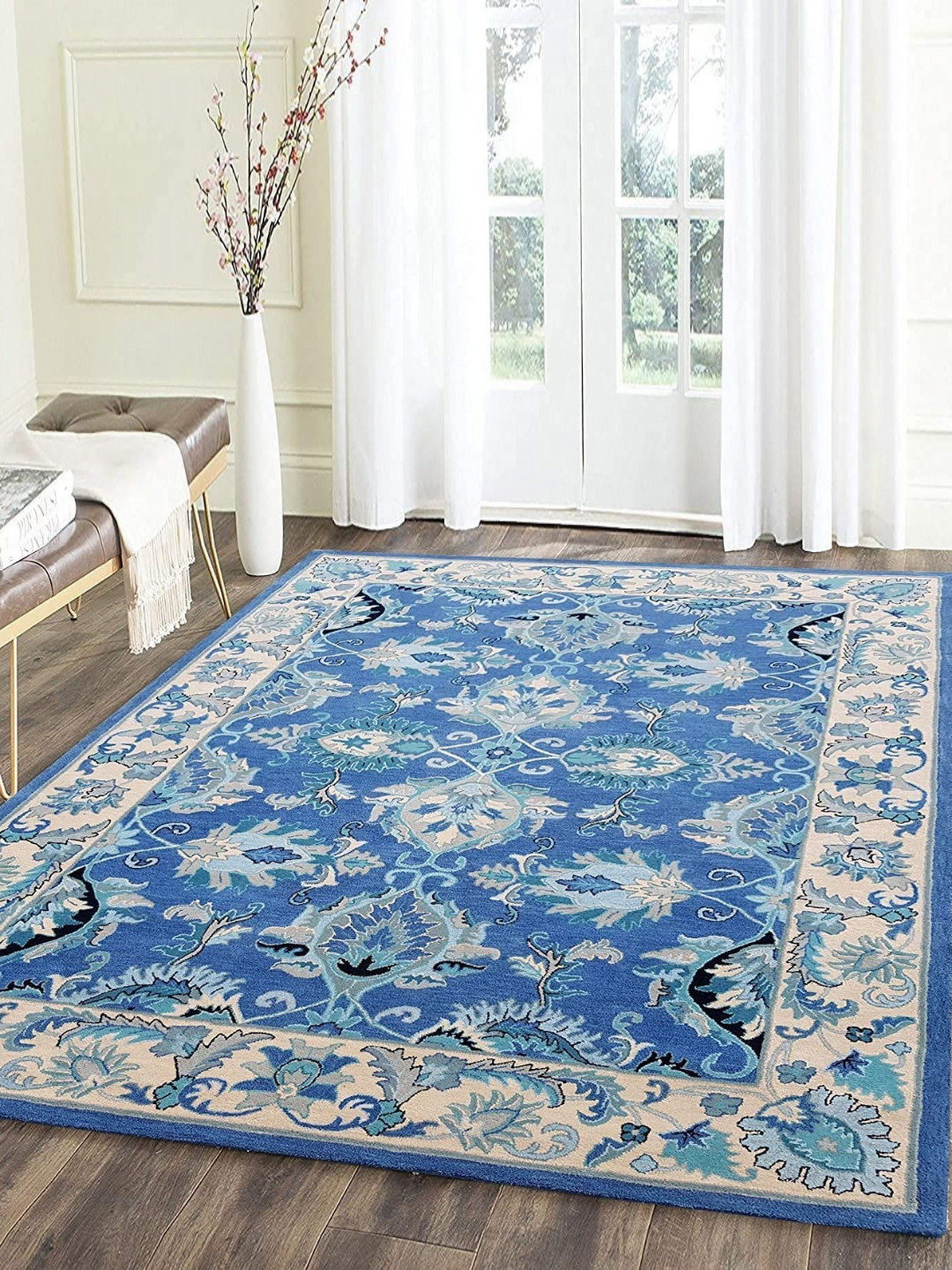 

Safiya Carpet Blue & White Woollen Carpets