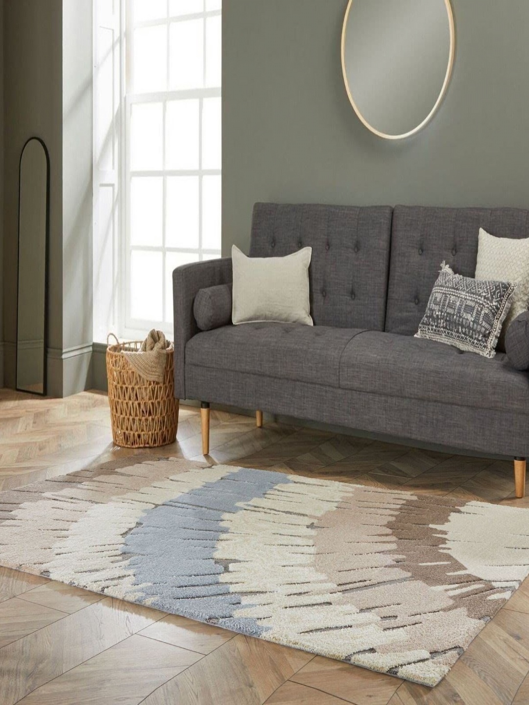 

Safiya Carpet Grey & Brown Geometric Woollen Carpets