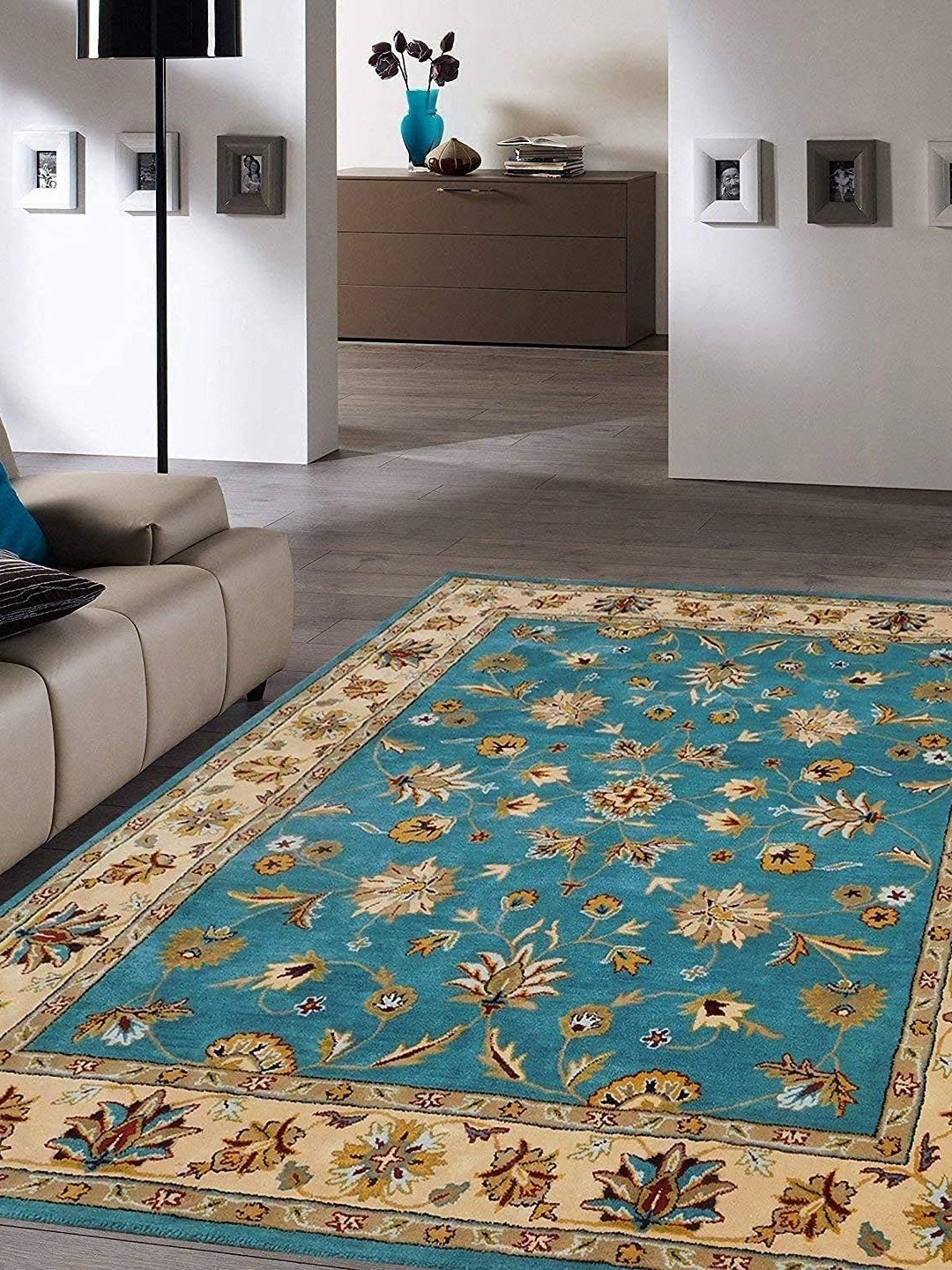 

Safiya Carpet Blue & Beige Floral Woollen Carpets