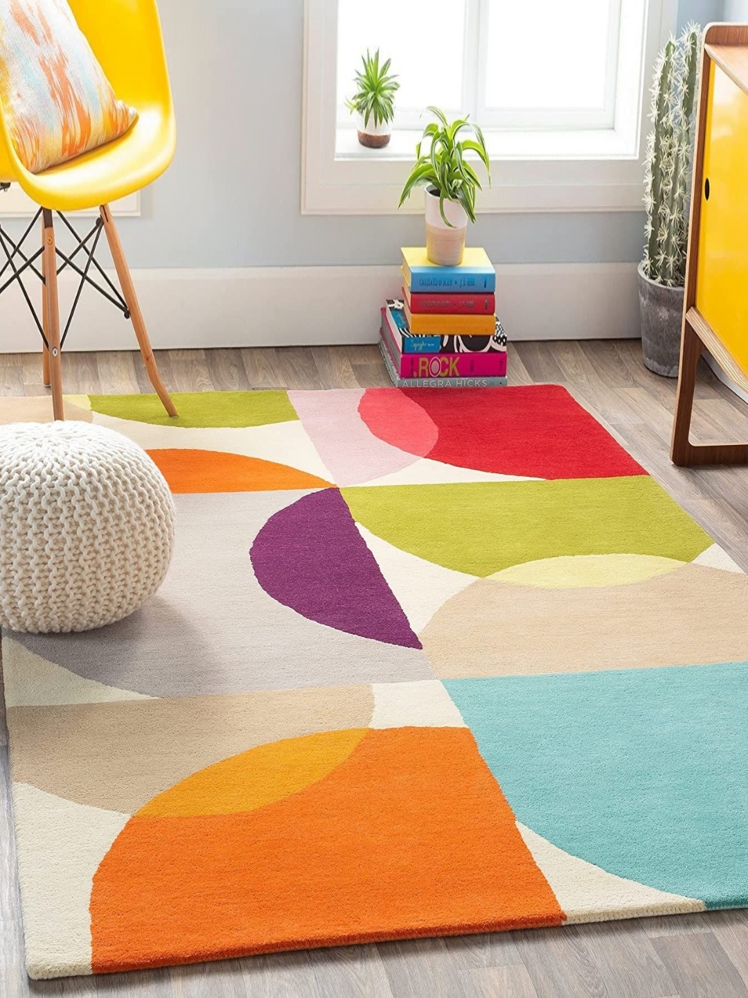 

Safiya Carpet Orange & Teal Blue Geometric Woollen Carpets
