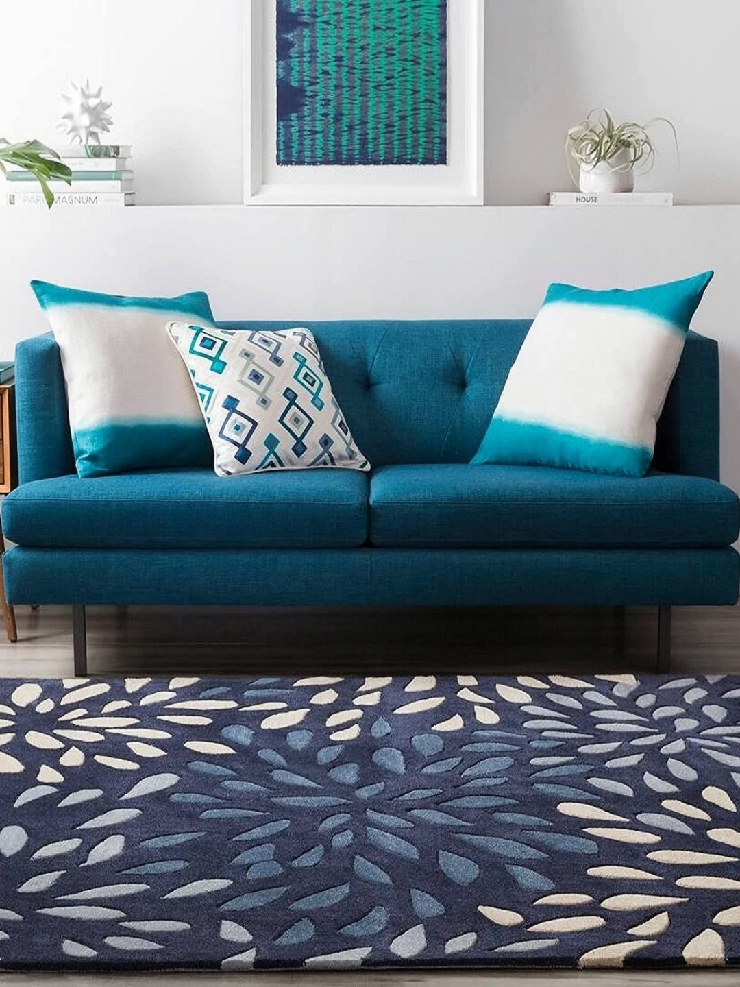

Safiya Carpet Blue & Cream Floral Woollen Carpet