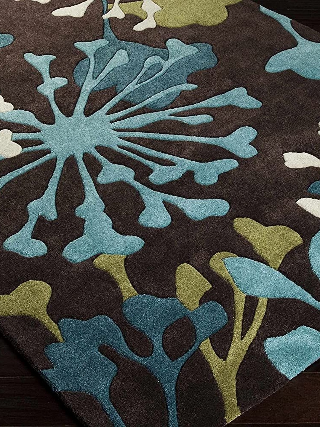 

Safiya Carpet Blue & Brown Floral Hand-Tufted Woollen Carpet