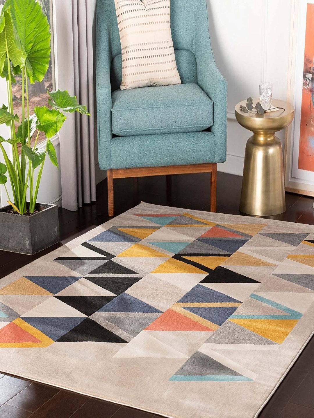 

Safiya Carpet Beige & Black Geometric Printed Hand-Tufted Rectangle Shaped Woollen Carpet