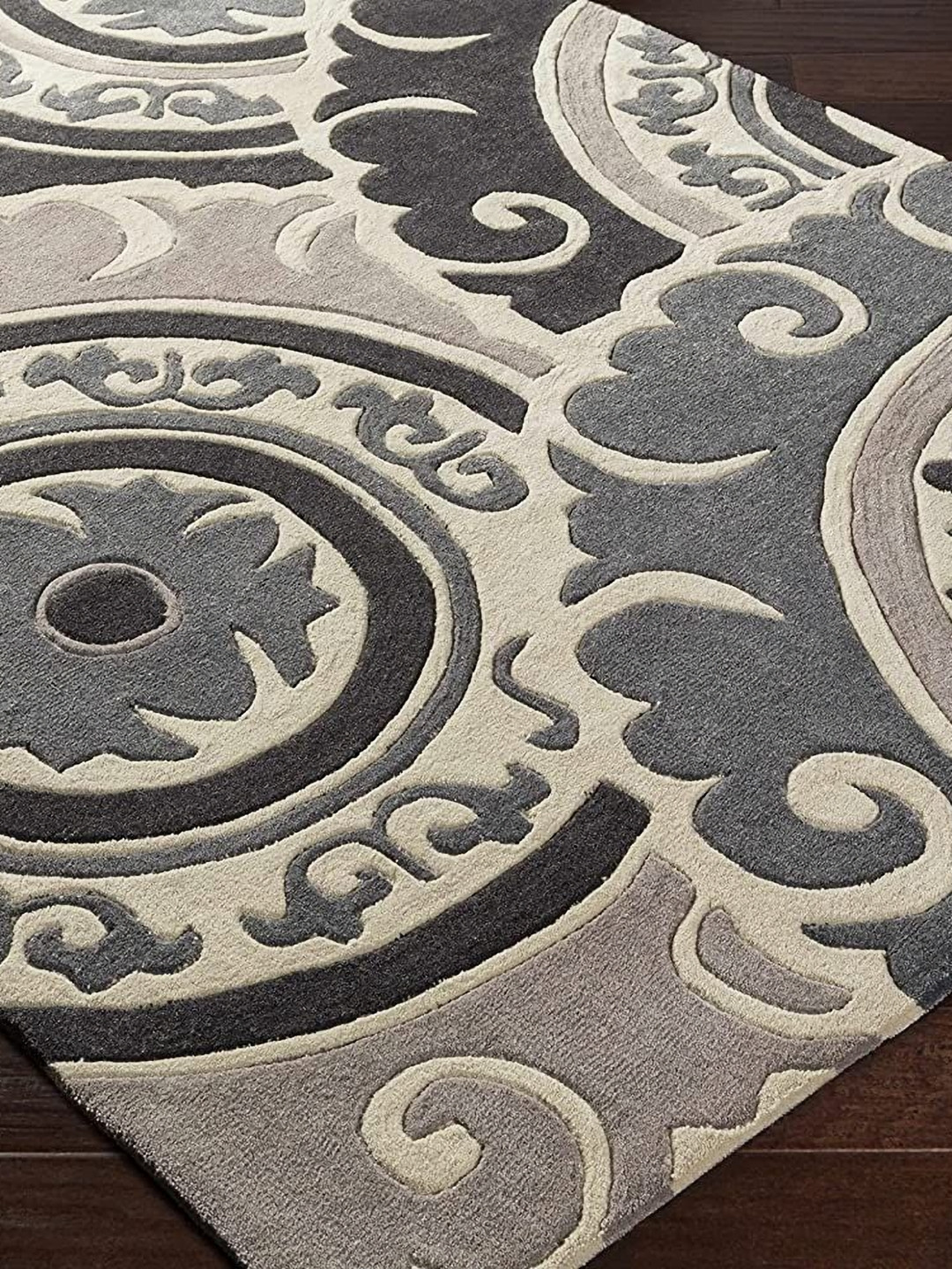 

Safiya Carpet Beige & Grey Ethnic Motifs Printed Hand-Tufted Rectangle Woollen Carpet