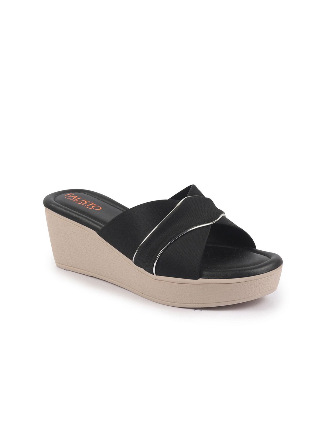 

FAUSTO PU Wedge Sandals, Black
