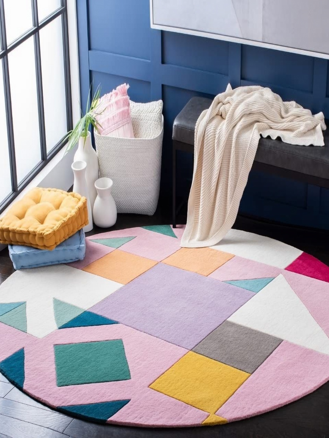 

Safiya Carpet Purple Geometric Hand-Tufted Woollen Carpets