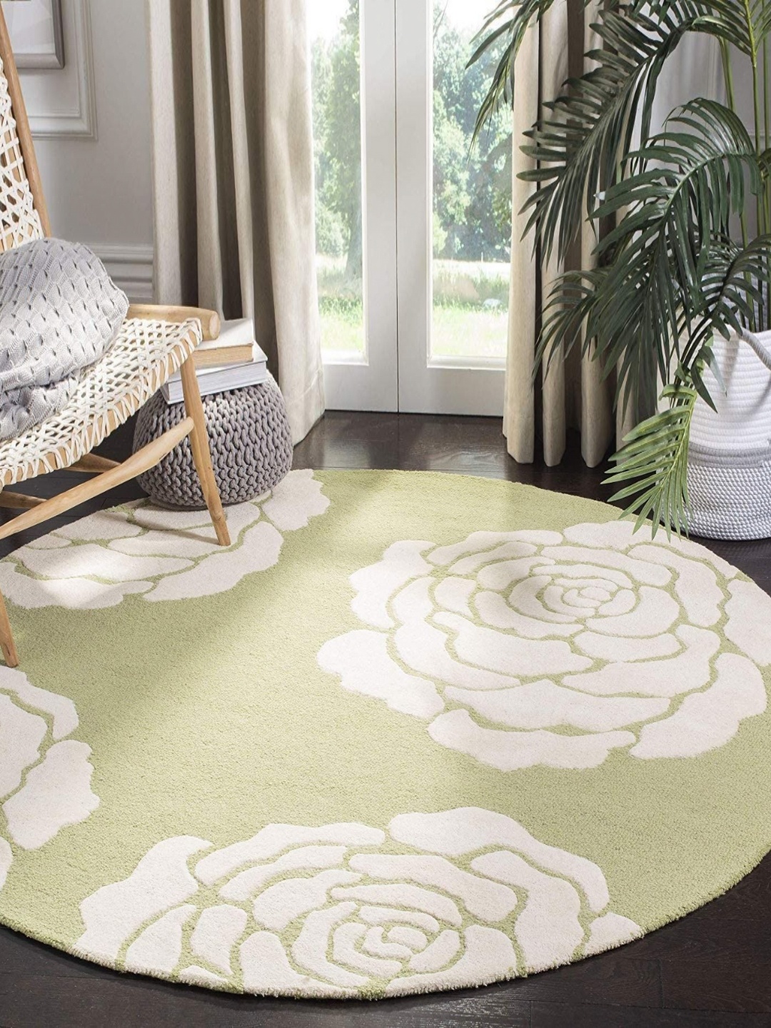 

Safiya Carpet Green & White Floral Woollen Carpet