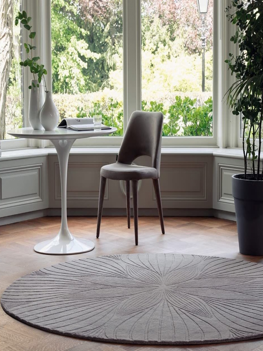 

Safiya Carpet Grey Floral Printed Hand Tufted Woollen Carpet