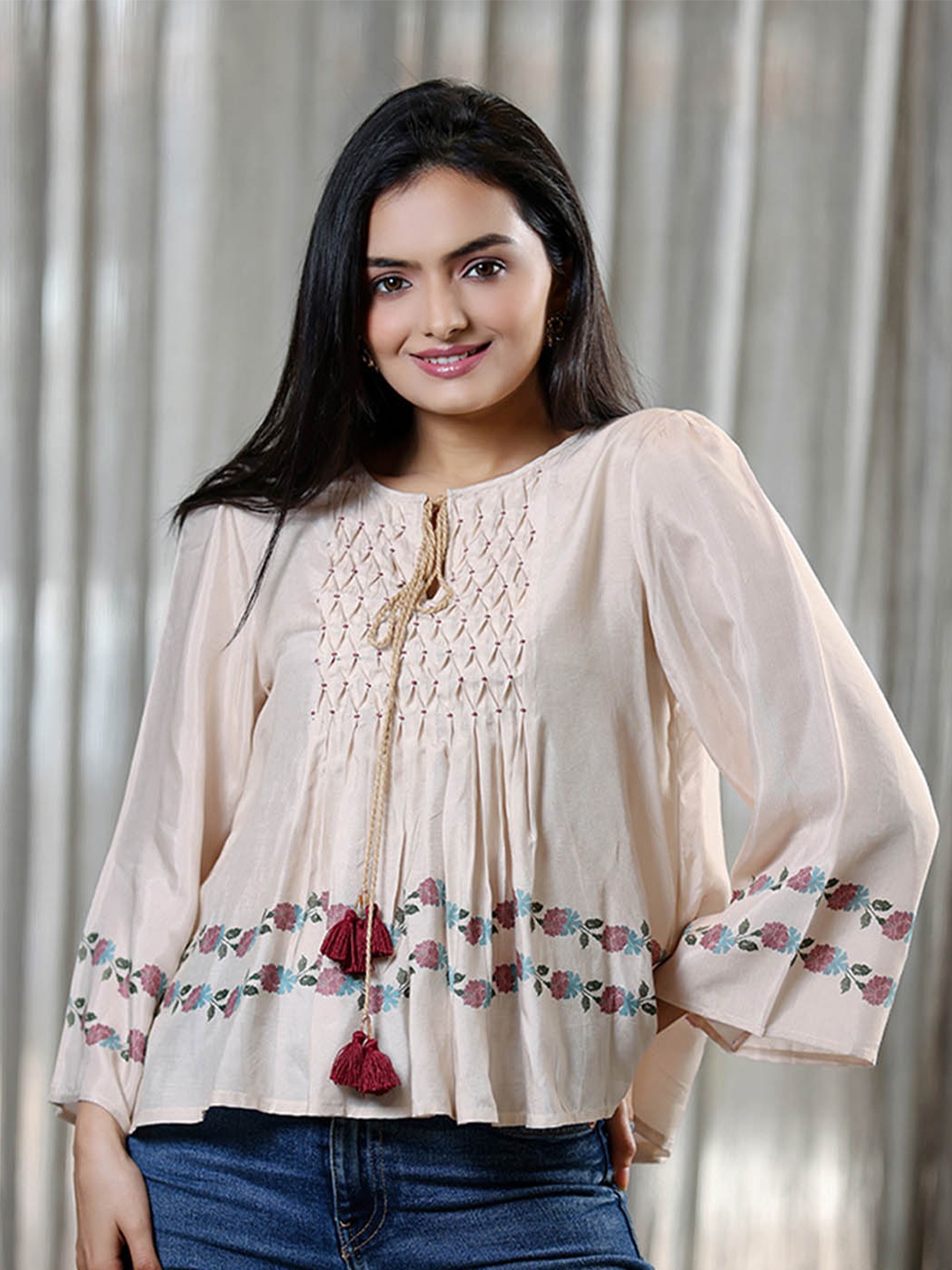 

SUKRUTI DESIGN Printed Tunic, Beige