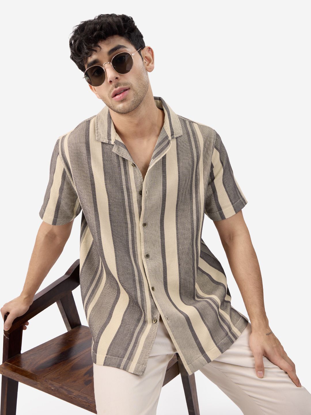 

The Souled Store Men Opaque Striped Cotton Casual Shirt, Multi