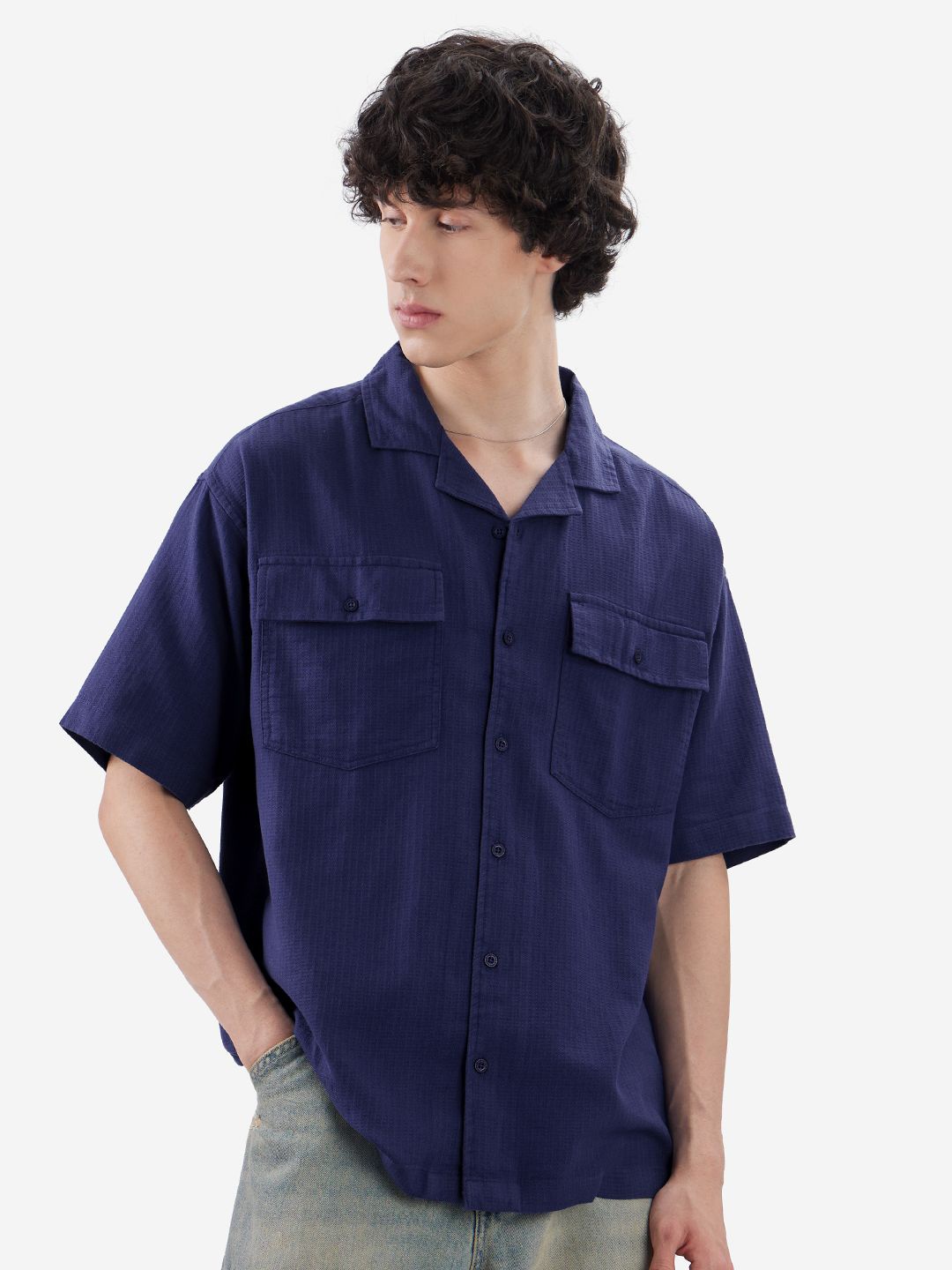 

The Souled Store Men Opaque Casual Shirt 263123-Navy Blue