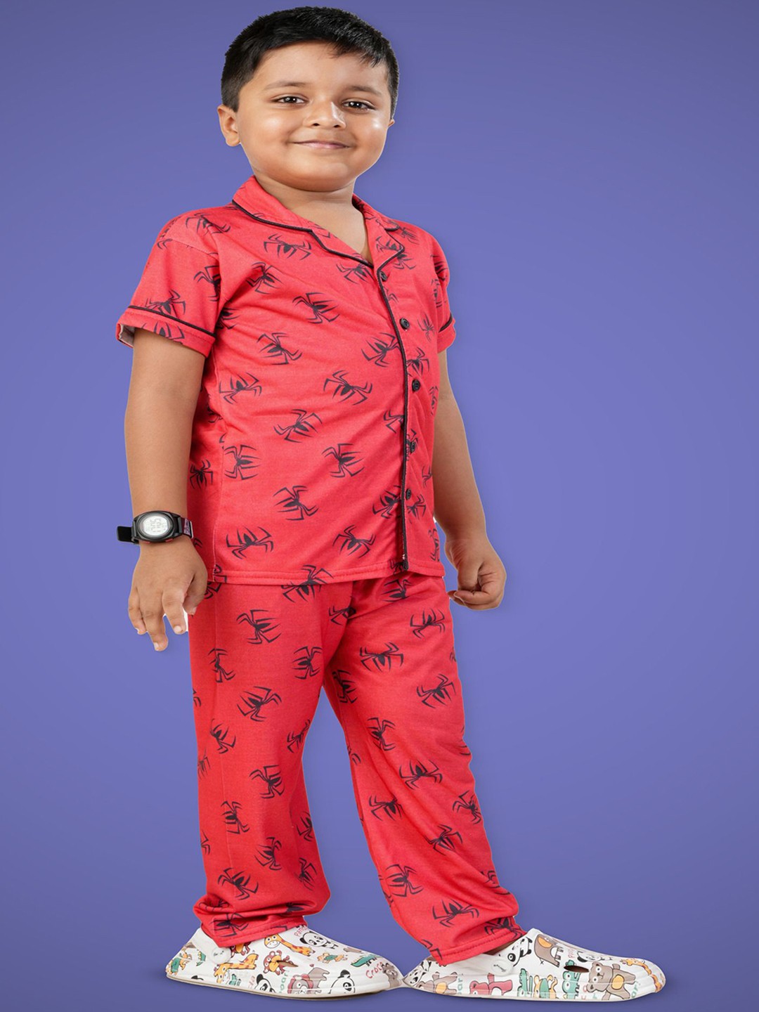 

BURBN Printed Cotton Shirt With Trousers Clothing Set, Red