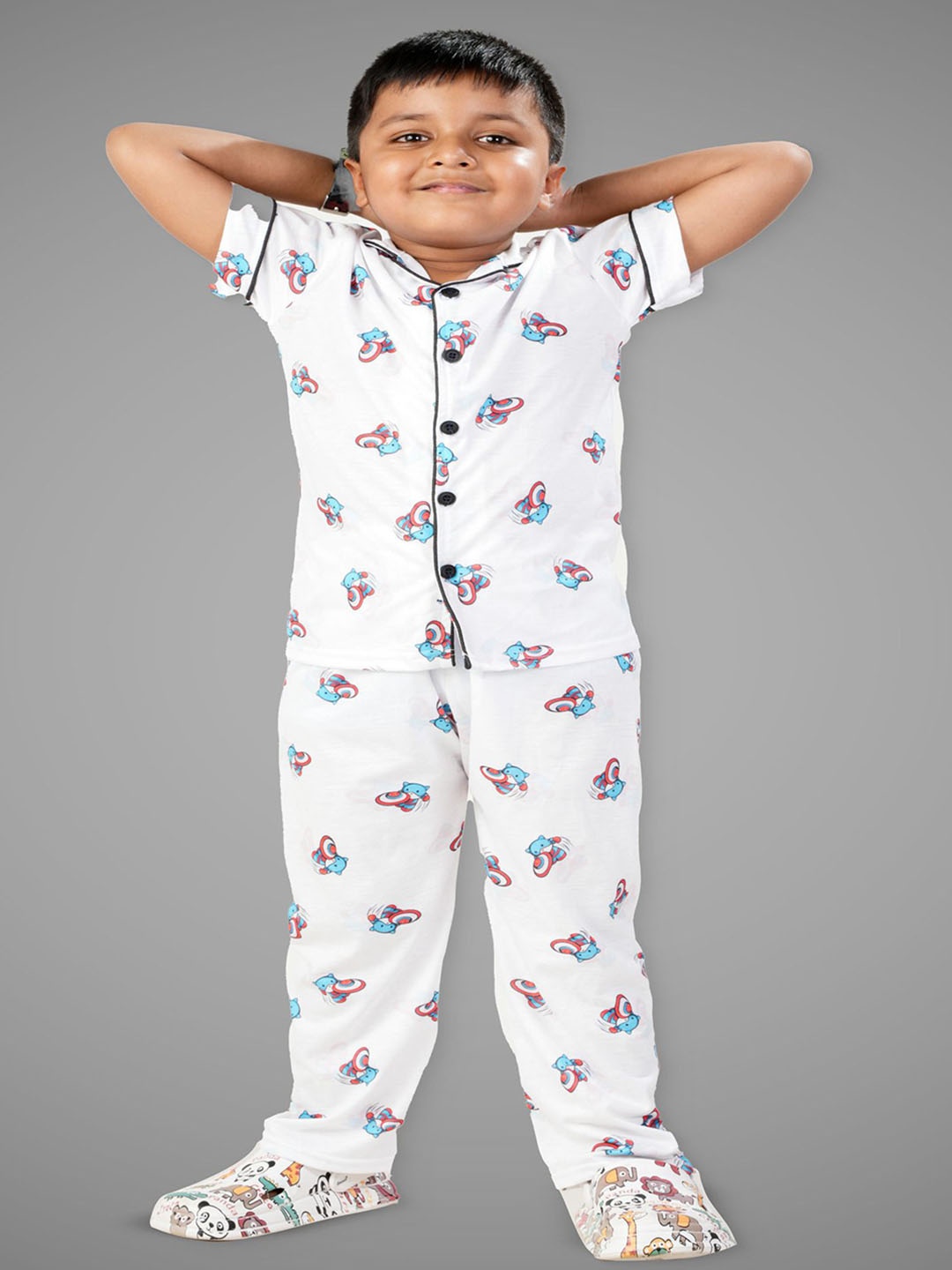 

BURBN Boys Printed Night suit, White