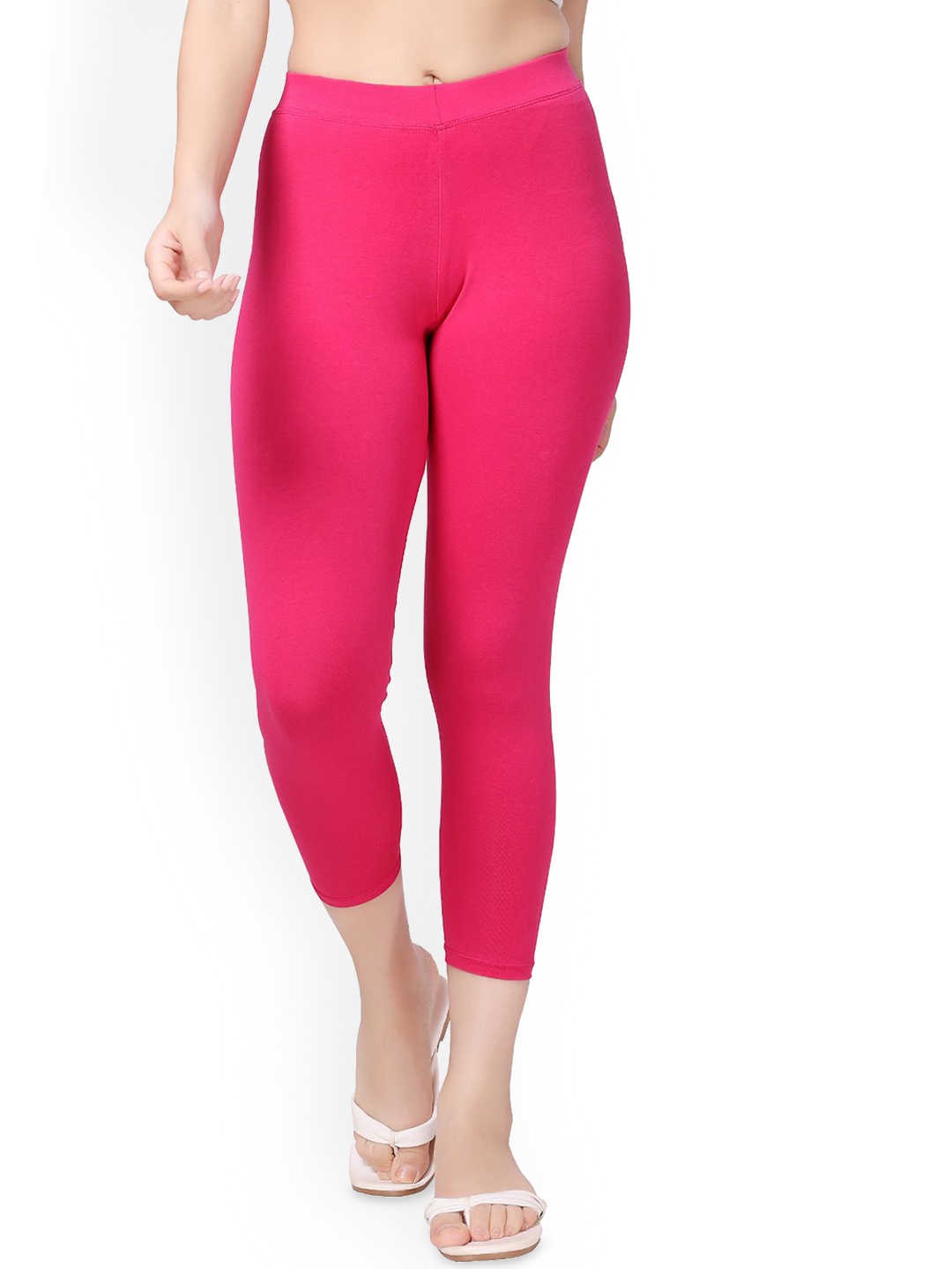 

TRASA Women Skinny Fit Cropped Length Leggings, Pink