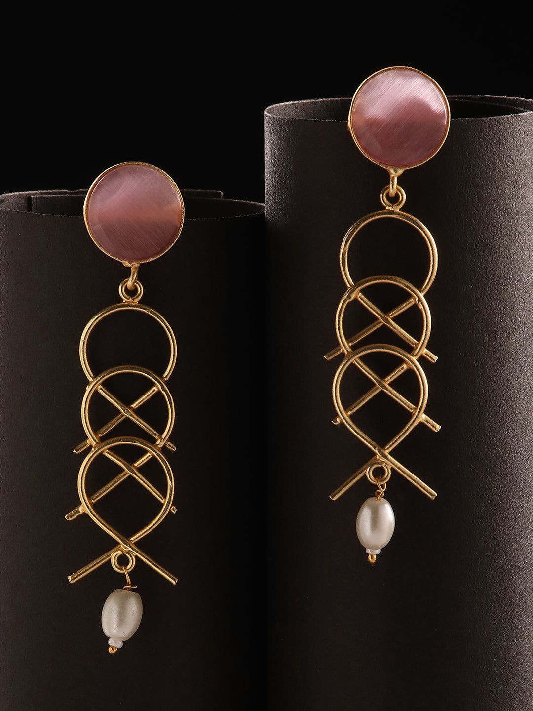 

Niska Contemporary Drop Earrings, Peach